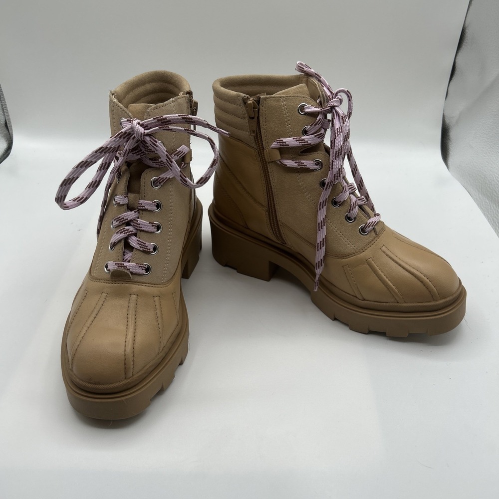 Faryl by Faryl Robin Wilma Boots Womens US SZ:6 M,Tan Leather Lug Sole Ankle